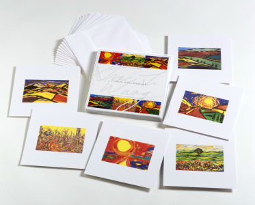 12 silky notecards 6 X 6 and premium white envelopes.